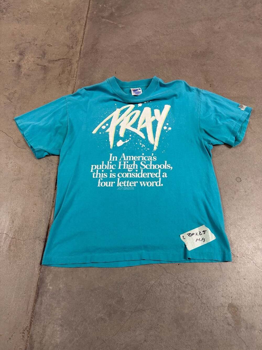 Vintage 1992 Living Epistles Pray Christian T-Shirt Double Sided Size Large